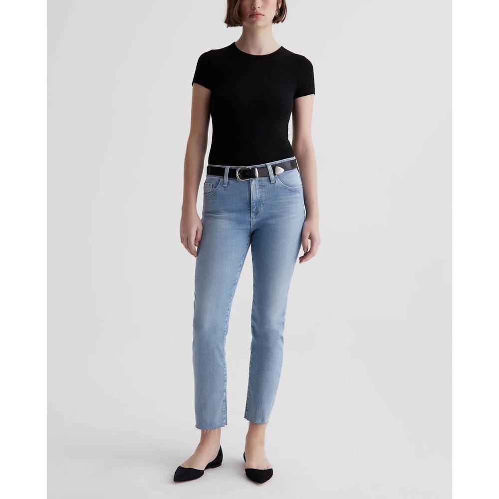 AG Adriano Goldschmied Mari Crop High Rise Slim‎ Straight Jeans Blue Size 24